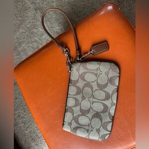 Coach Brown and Tan Wristlet